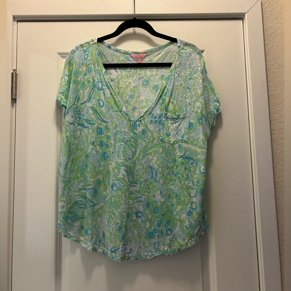 Lilly Pulitzer Linen Short Sleeve Top
